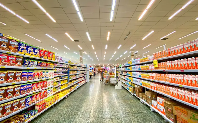 Neighborhood store aisle with products